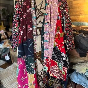 Floral Patchwork trenchcoat Kimono